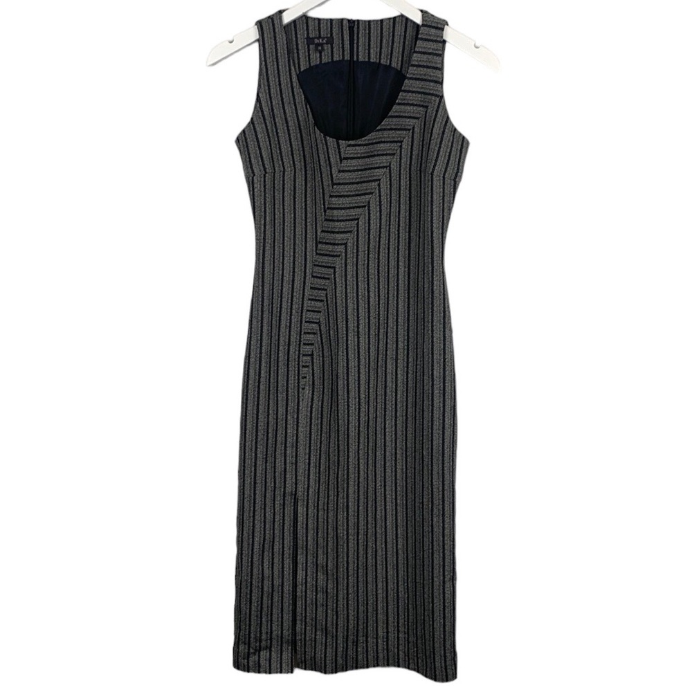 Dika Bodycon Fitted Sleeveless Lined Knee Length Front Slit Sheath Dress Small
